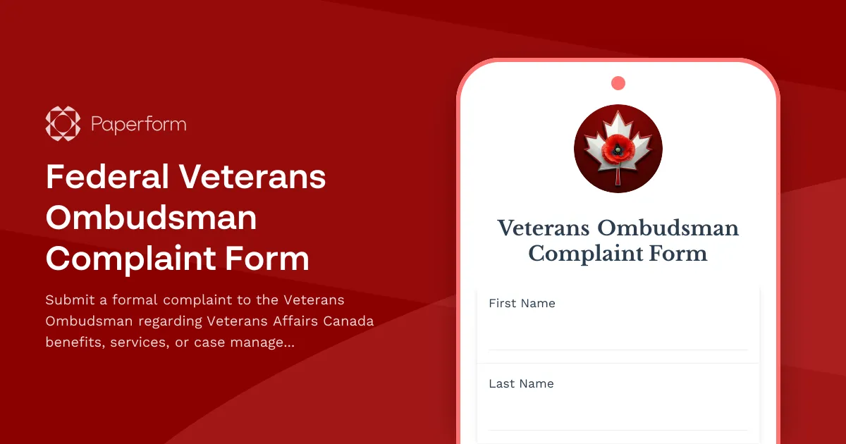 Federal Veterans Ombudsman Complaint Form