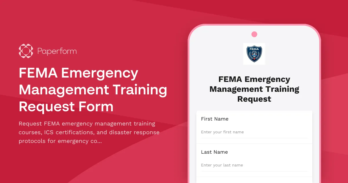 FEMA Emergency Management Training Request Form