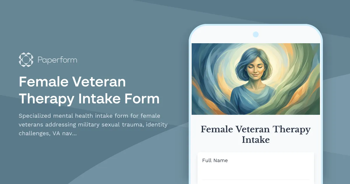 Female Veteran Therapy Intake Form