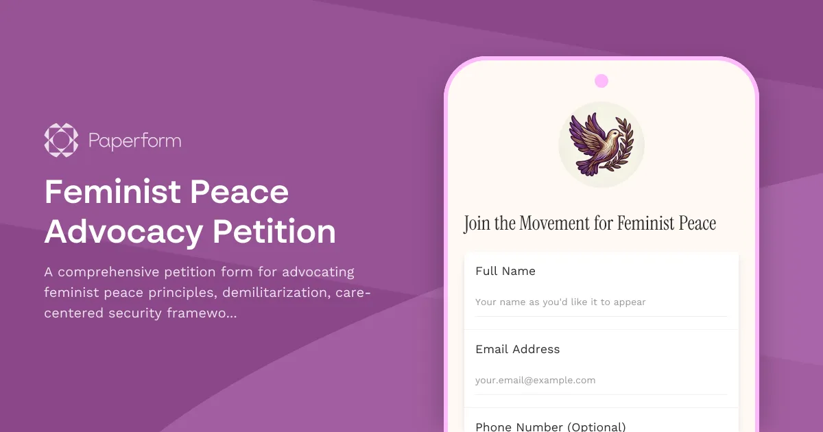 Feminist Peace Advocacy Petition