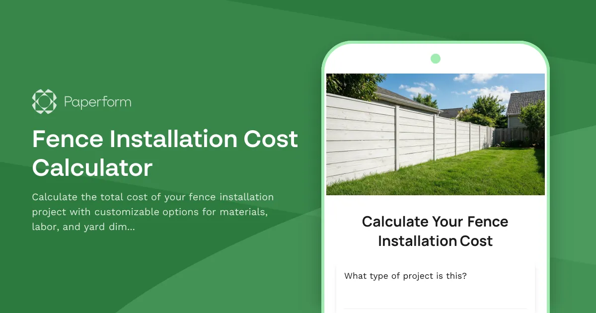 Fence Installation Cost Calculator