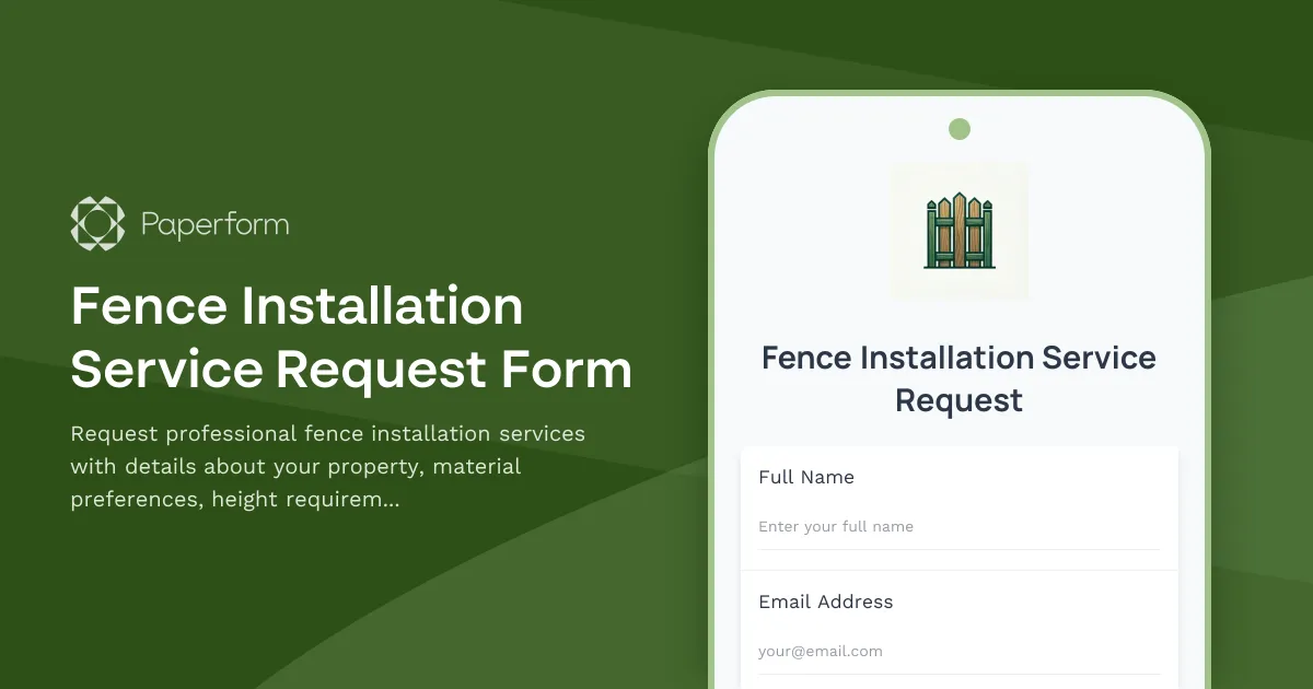 Fence Installation Service Request Form