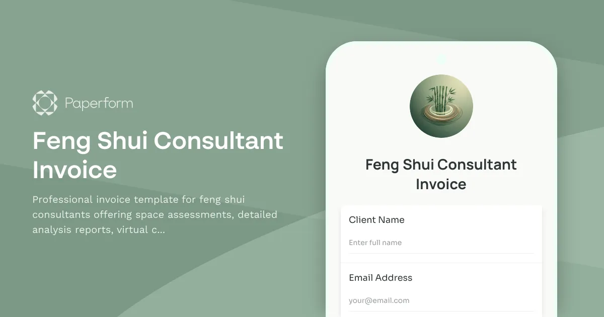 Feng Shui Consultant Invoice