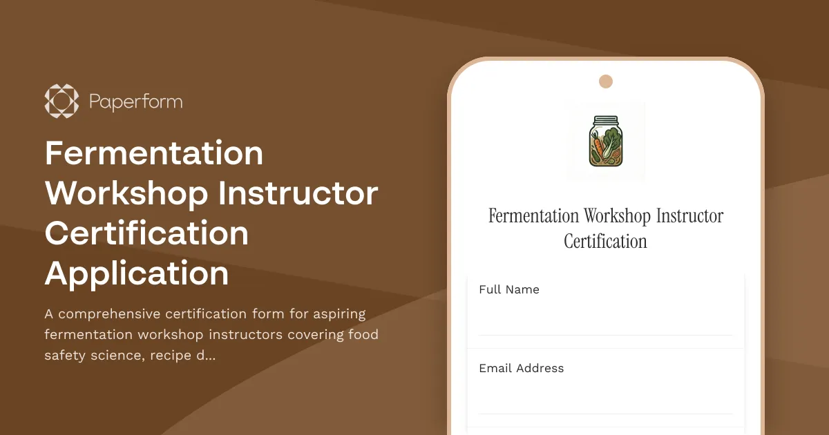 Fermentation Workshop Instructor Certification Application