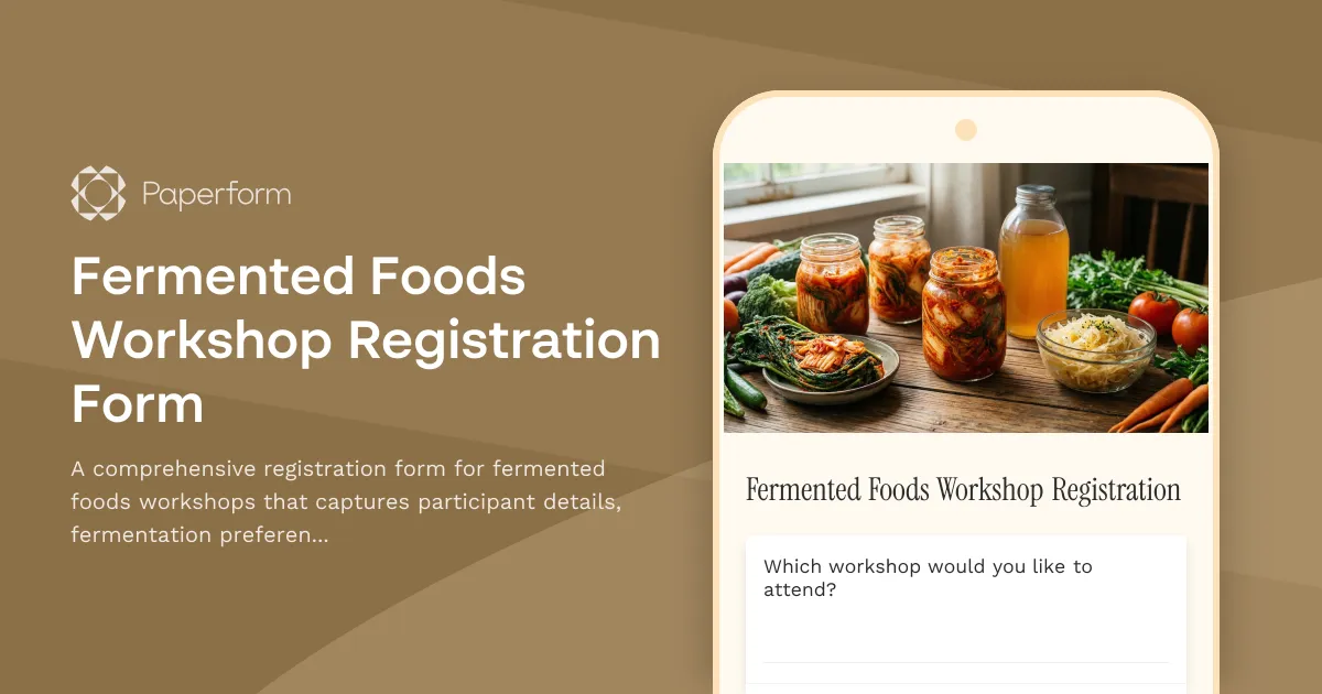 Fermented Foods Workshop Registration Form