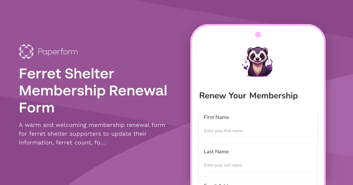 Ferret Shelter Membership Renewal Form