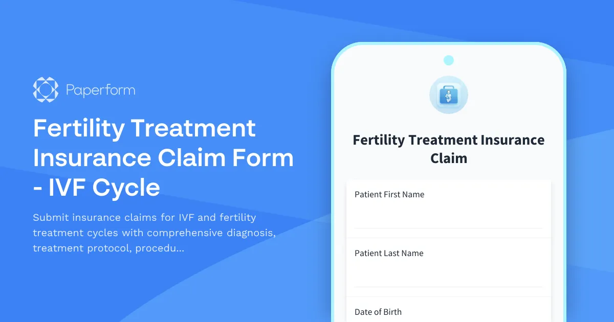 Fertility Treatment Insurance Claim Form - IVF Cycle