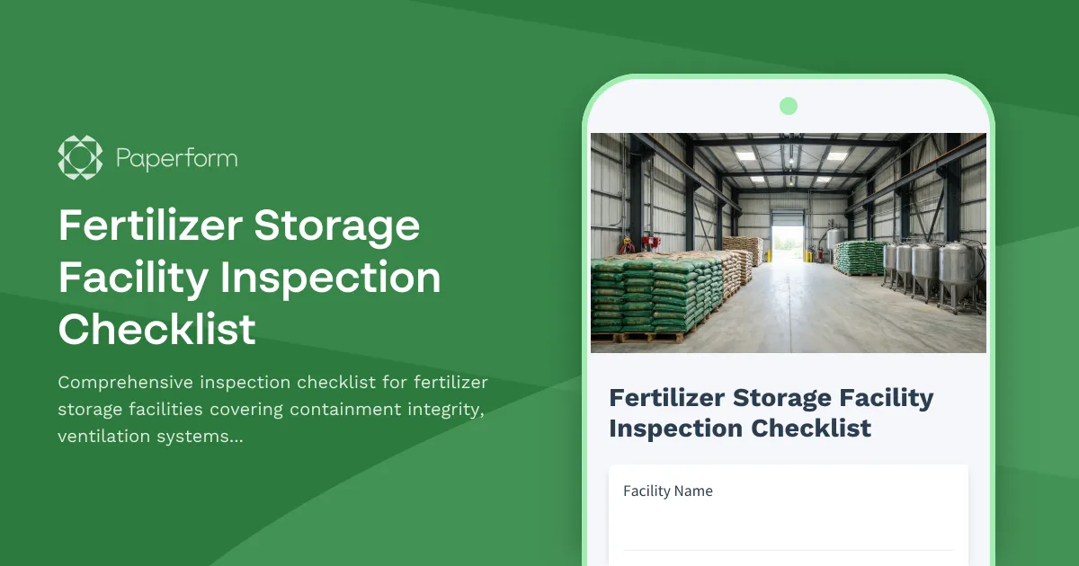 Fertilizer Storage Facility Inspection Checklist
