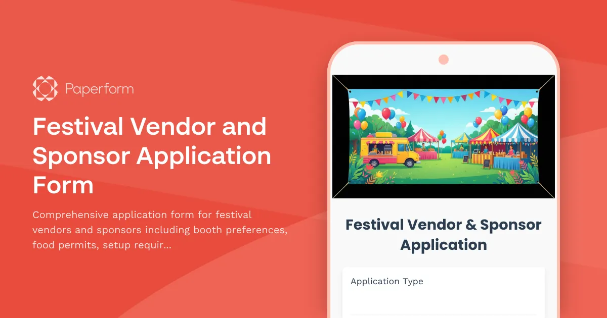 Festival Vendor and Sponsor Application Form