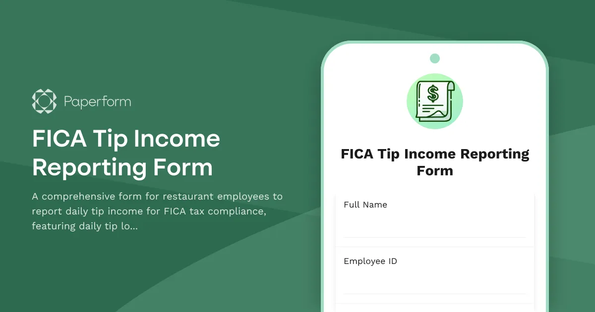FICA Tip Income Reporting Form