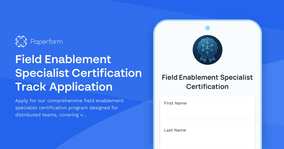 Field Enablement Specialist Certification Track Application