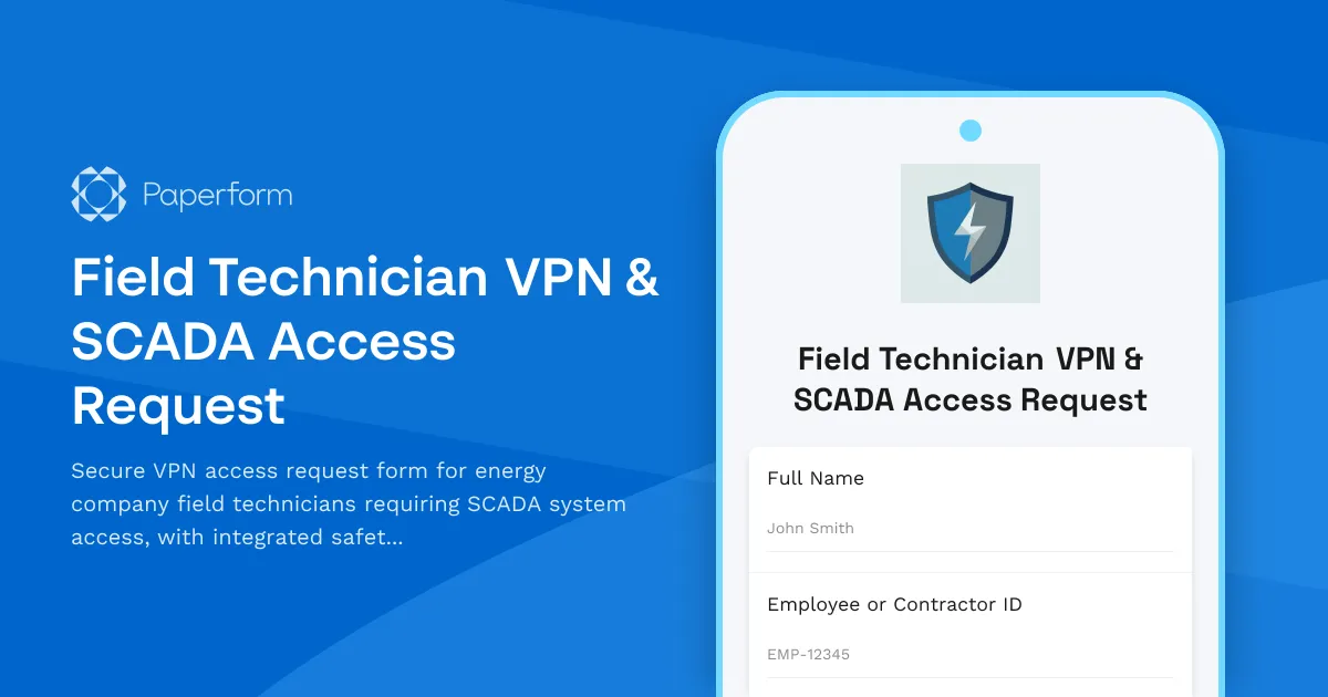 Field Technician VPN & SCADA Access Request