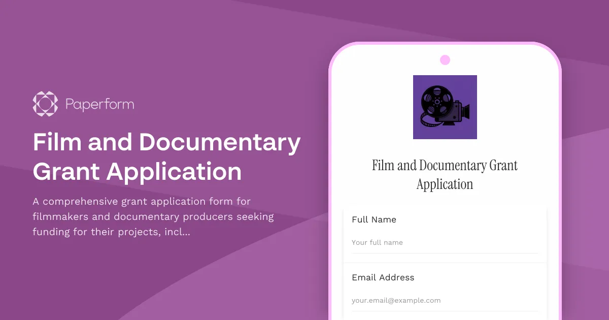 Film and Documentary Grant Application