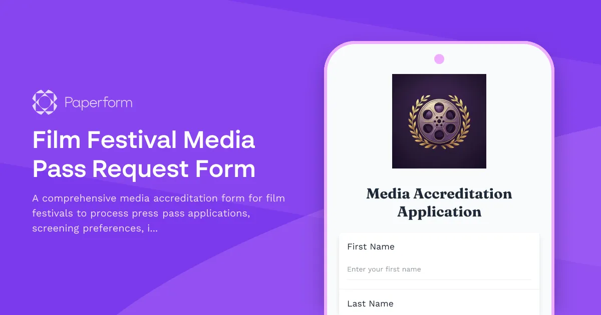 Film Festival Media Pass Request Form