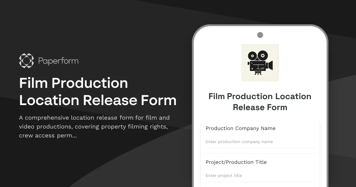 Film Production Location Release Form