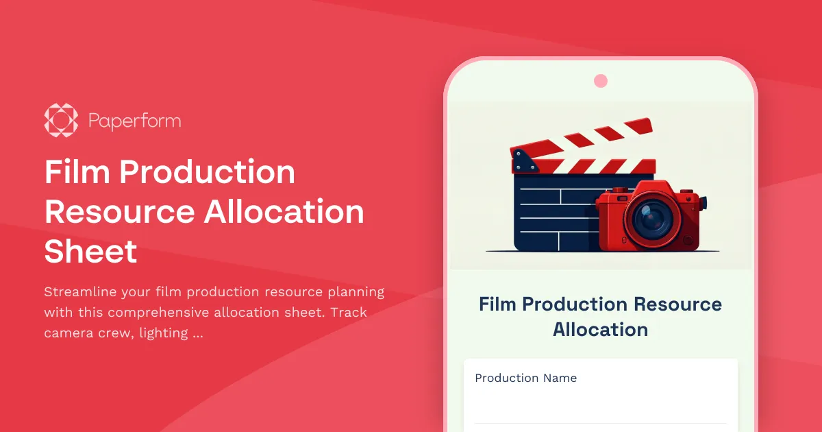 Film Production Resource Allocation Sheet