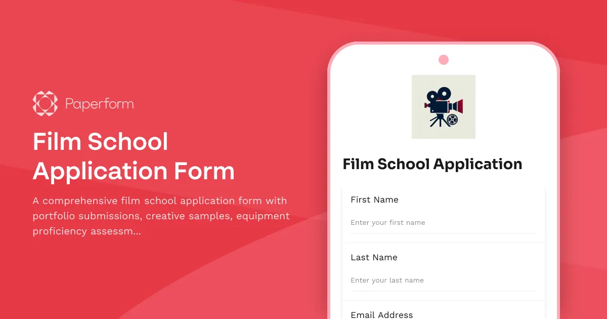 Film School Application Form