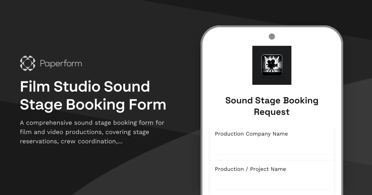 Film Studio Sound Stage Booking Form