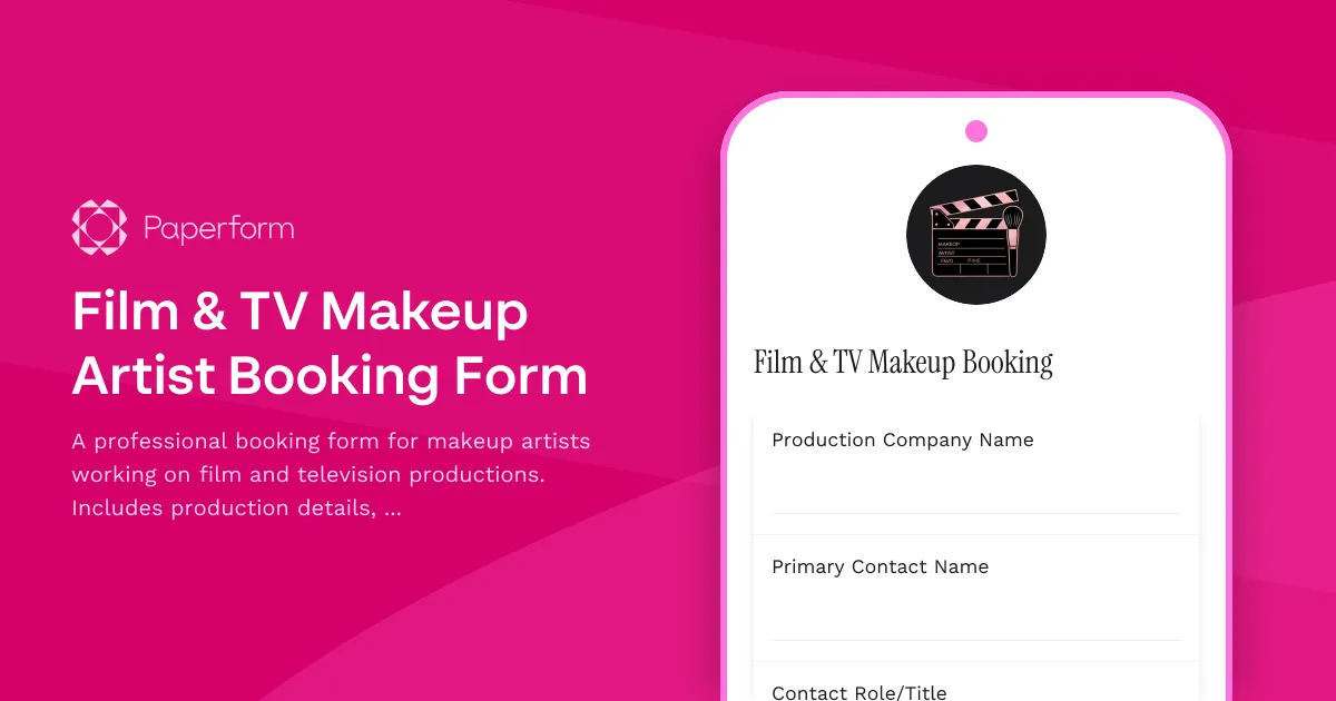 Film & TV Makeup Artist Booking Form