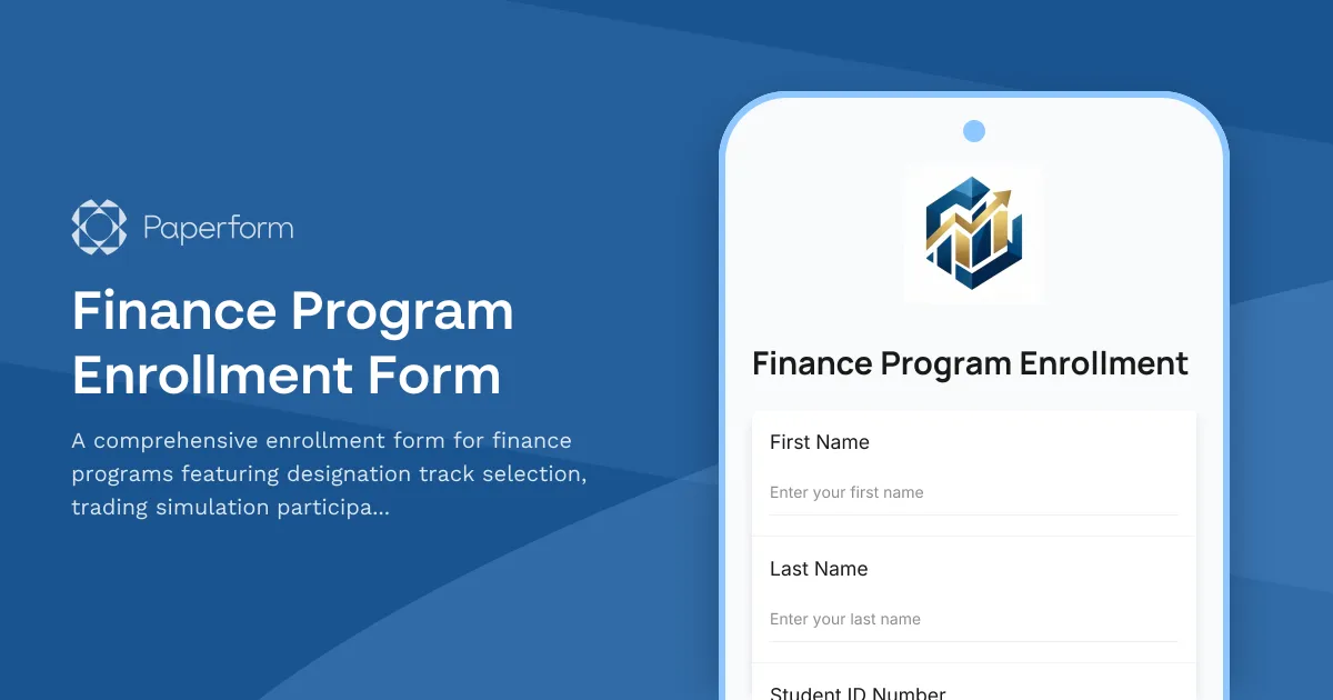 Finance Program Enrollment Form