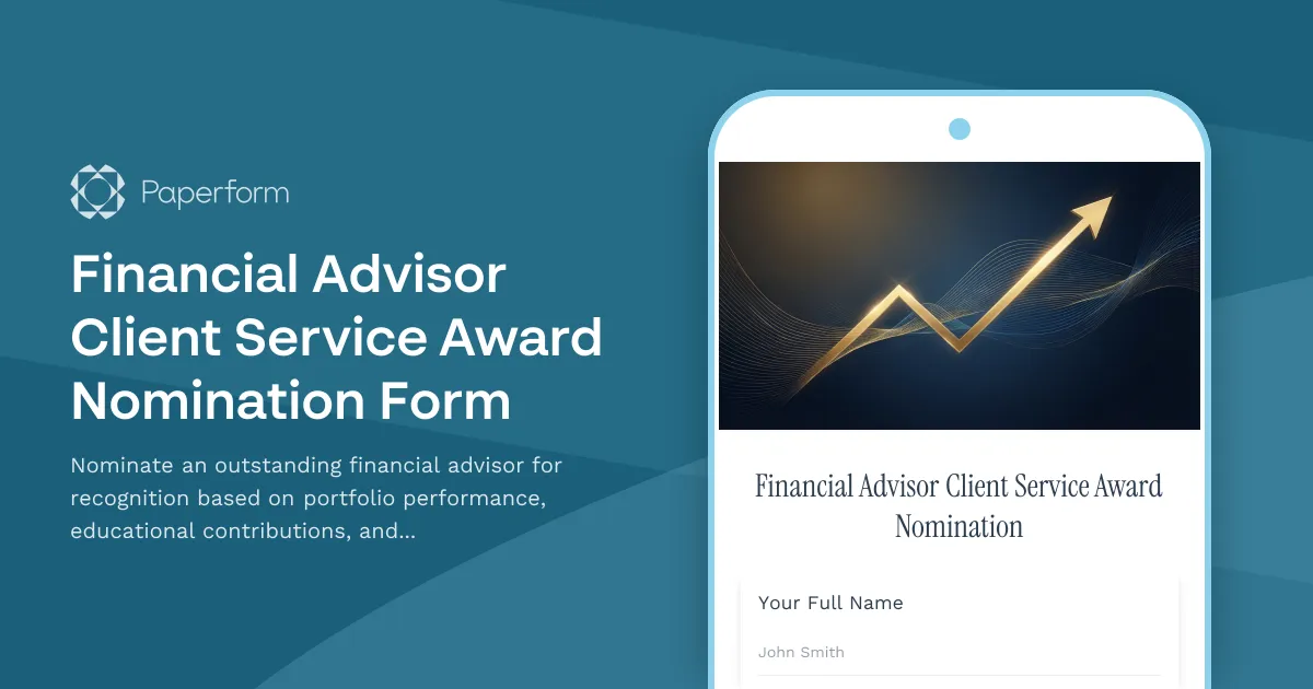 Financial Advisor Client Service Award Nomination Form