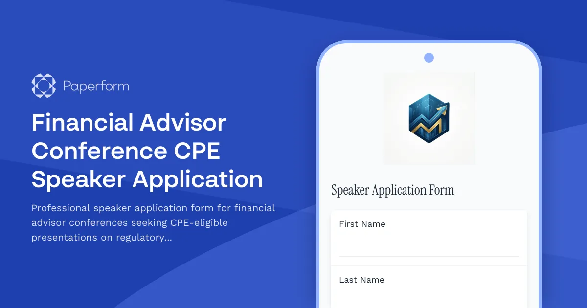 Financial Advisor Conference CPE Speaker Application