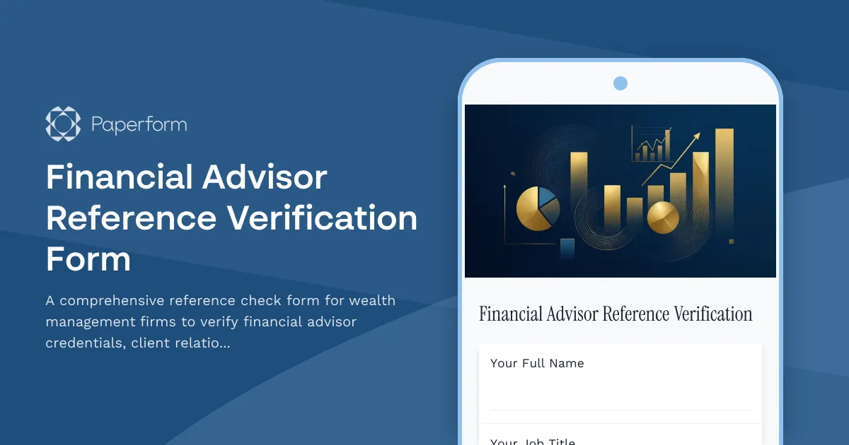Financial Advisor Reference Verification Form