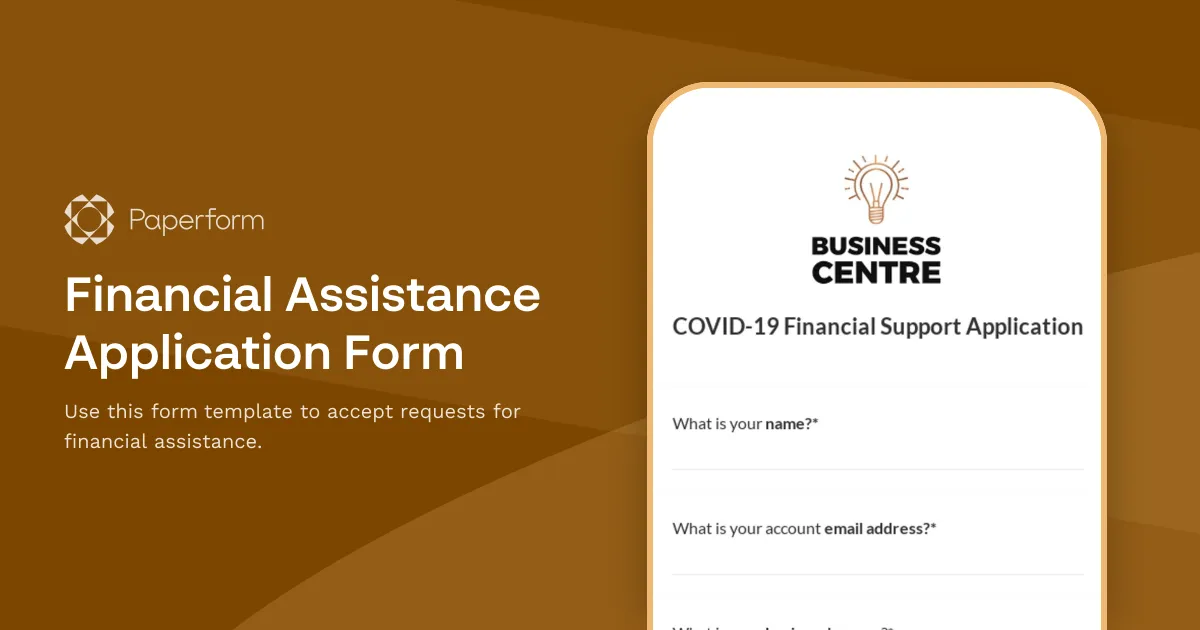 Financial Assistance Application Form
