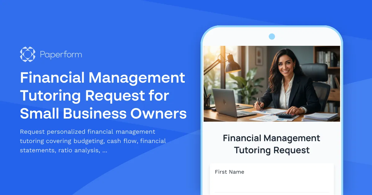 Financial Management Tutoring Request for Small Business Owners