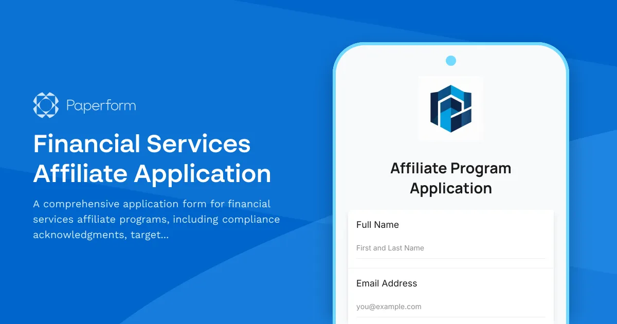 Financial Services Affiliate Application