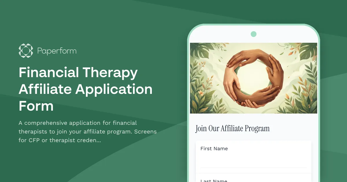Financial Therapy Affiliate Application Form