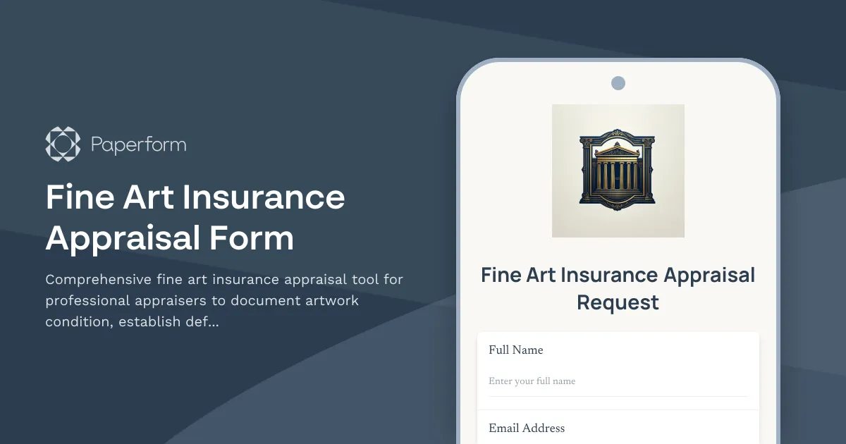 Fine Art Insurance Appraisal Form