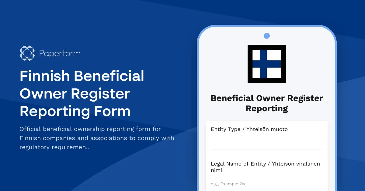 Finnish Beneficial Owner Register Reporting Form
