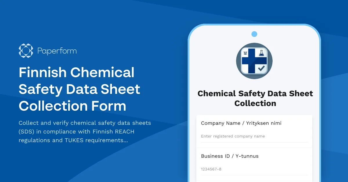 Finnish Chemical Safety Data Sheet Collection Form