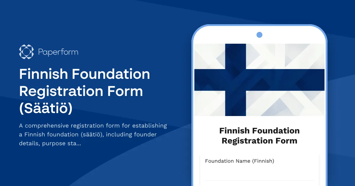 Finnish Foundation Registration Form (Säätiö)