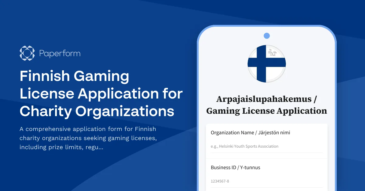Finnish Gaming License Application for Charity Organizations