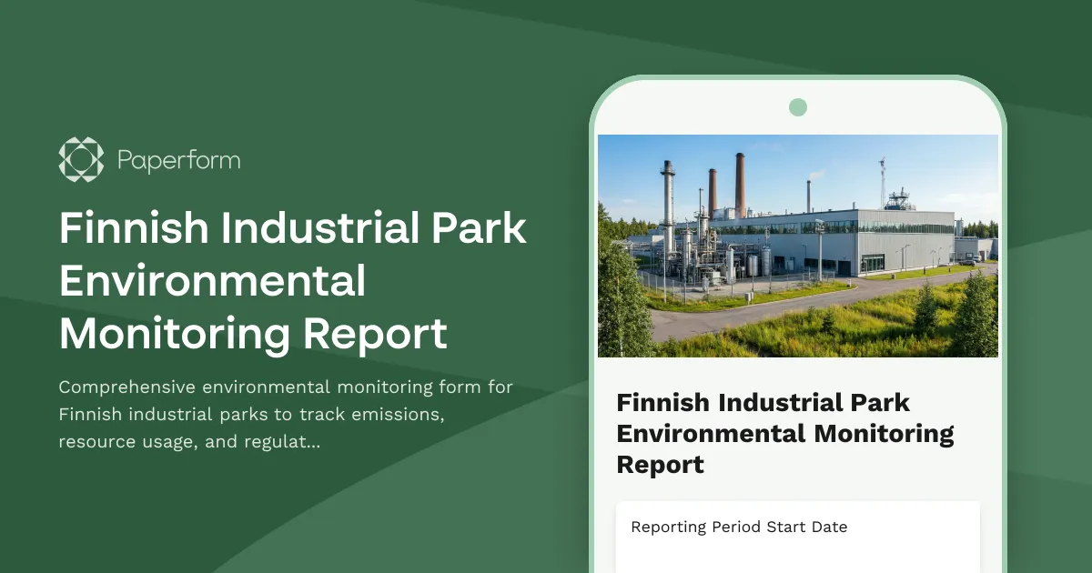 Finnish Industrial Park Environmental Monitoring Report