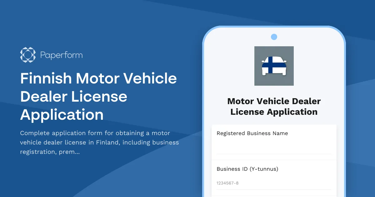 Finnish Motor Vehicle Dealer License Application