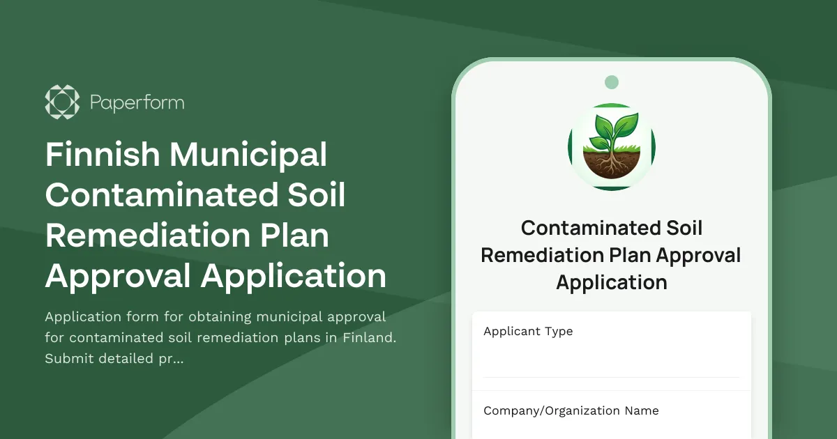 Finnish Municipal Contaminated Soil Remediation Plan Approval Application