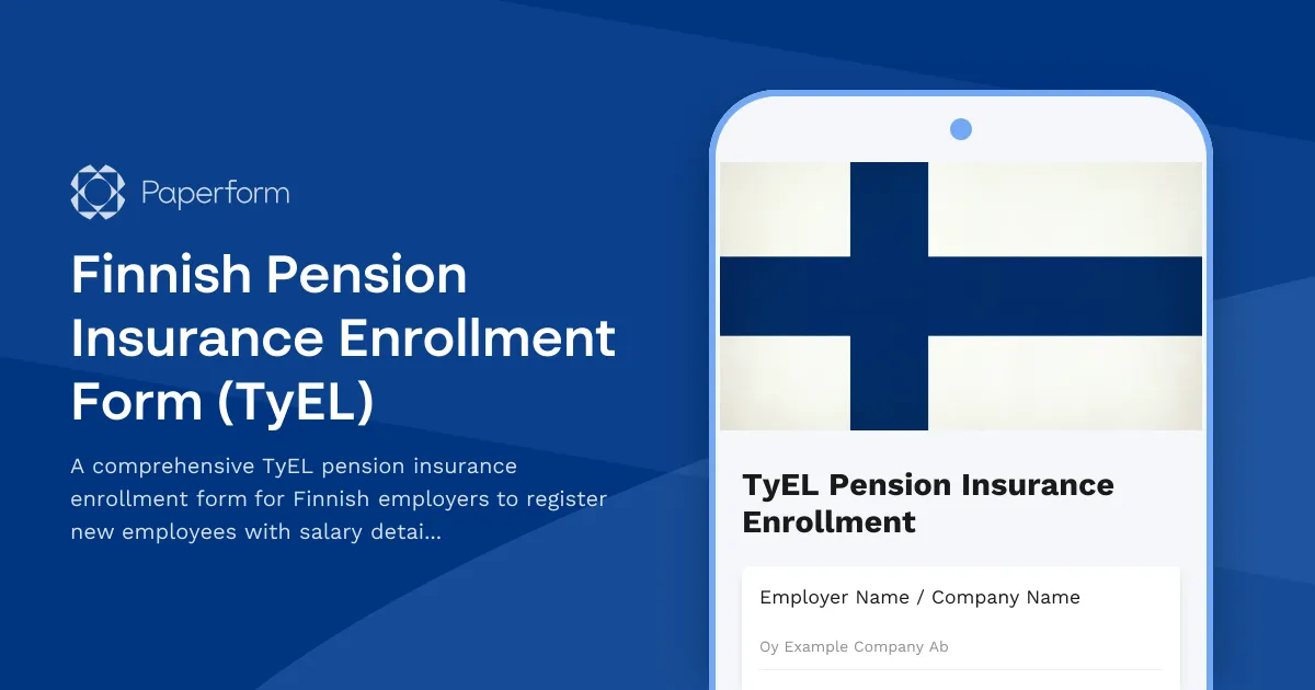 Finnish Pension Insurance Enrollment Form (TyEL)