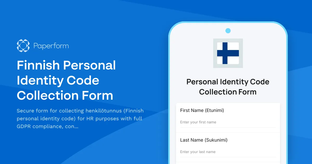 Finnish Personal Identity Code Collection Form