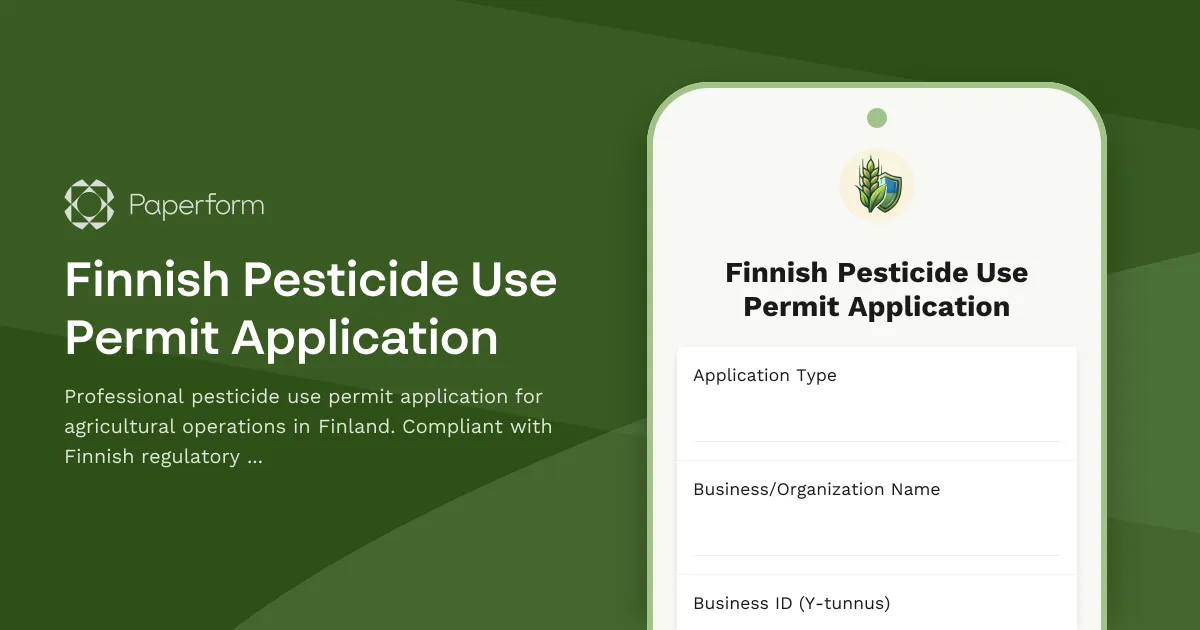Finnish Pesticide Use Permit Application