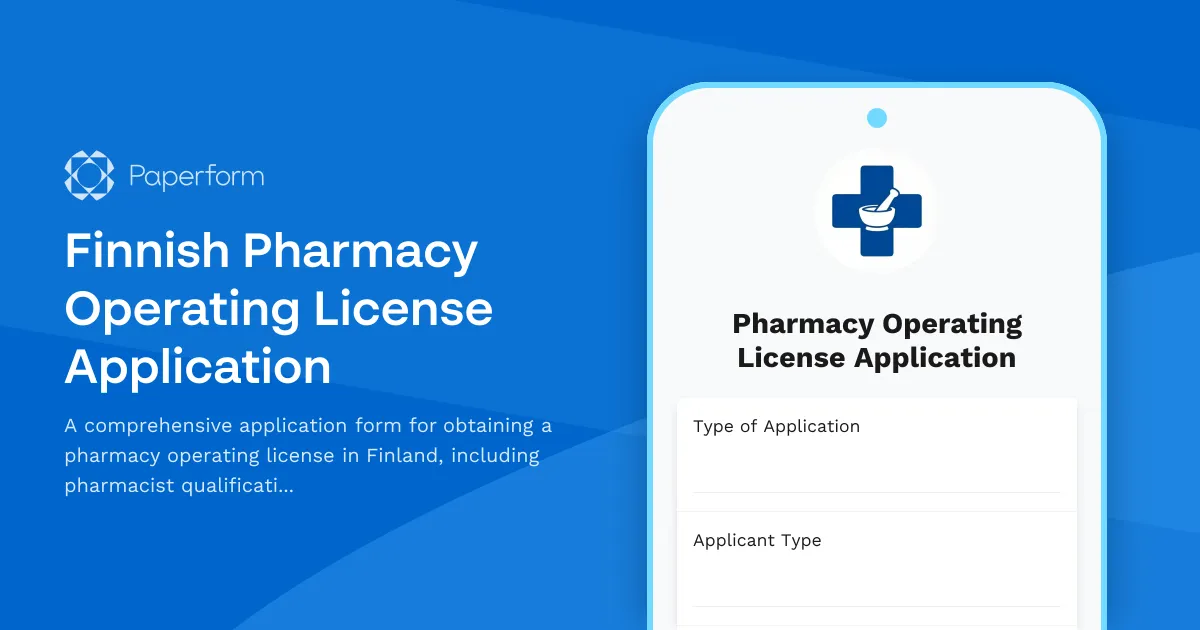 Finnish Pharmacy Operating License Application