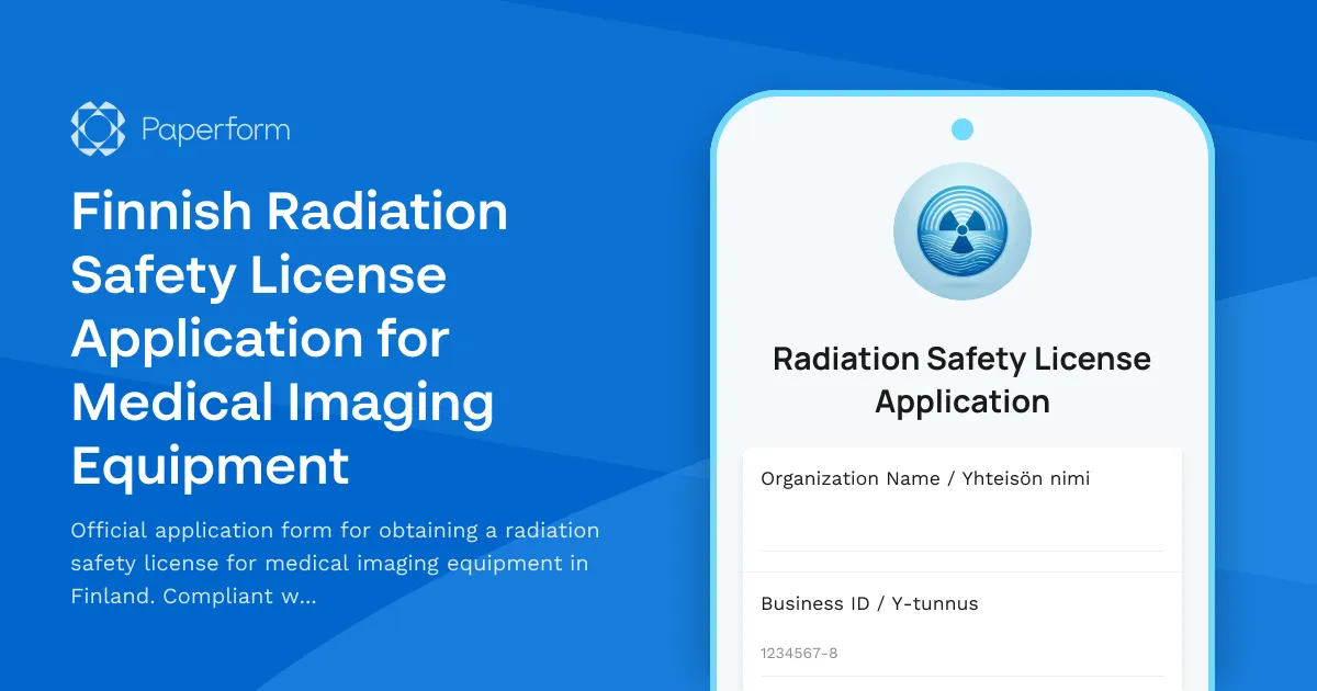 Finnish Radiation Safety License Application for Medical Imaging Equipment