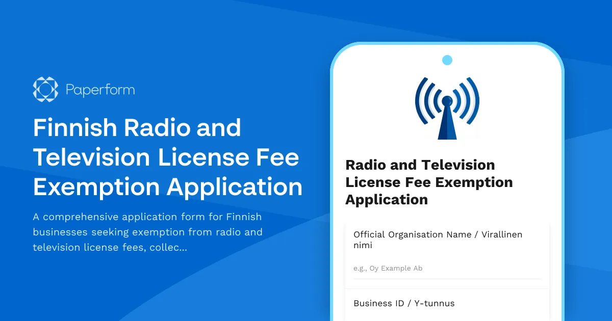 Finnish Radio and Television License Fee Exemption Application