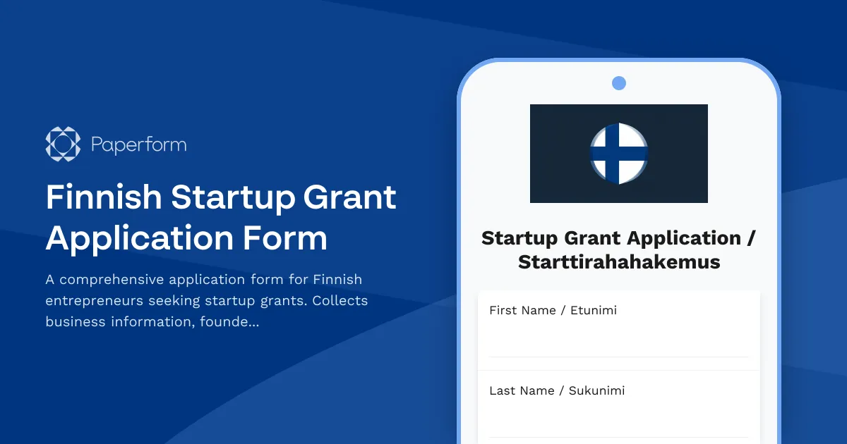 Finnish Startup Grant Application Form