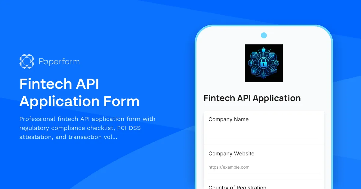 Fintech API Application Form