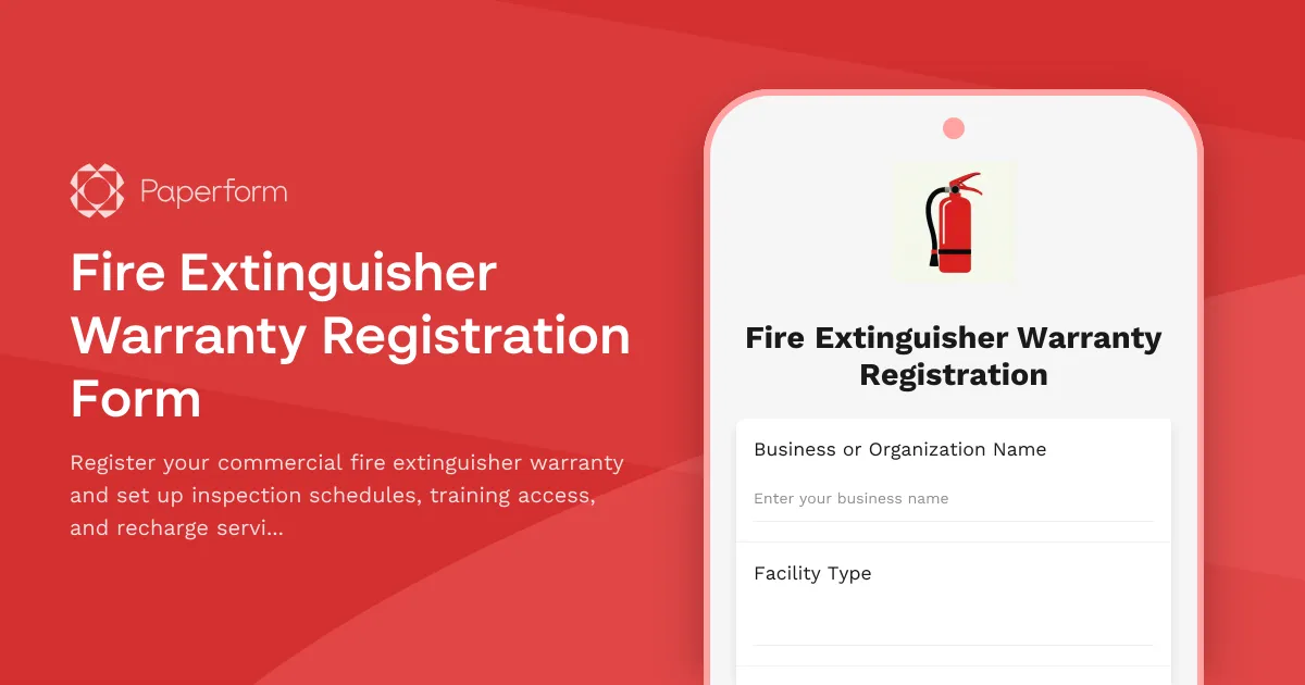 Fire Extinguisher Warranty Registration Form
