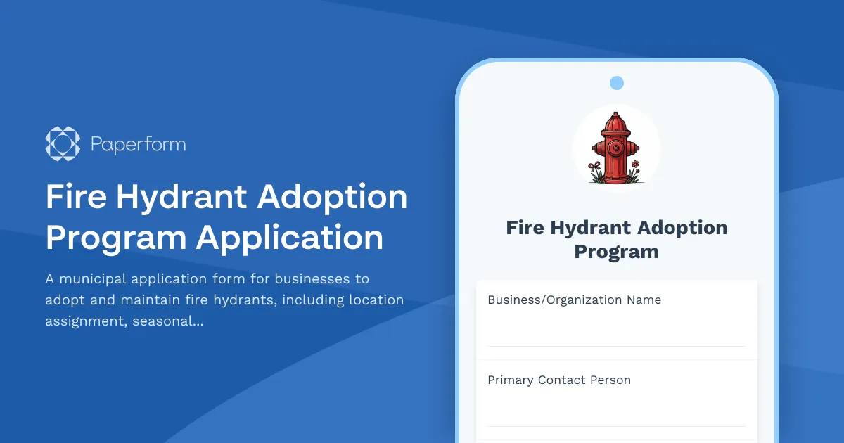 Fire Hydrant Adoption Program Application