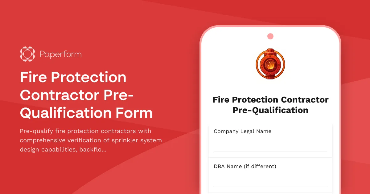 Fire Protection Contractor Pre-Qualification Form